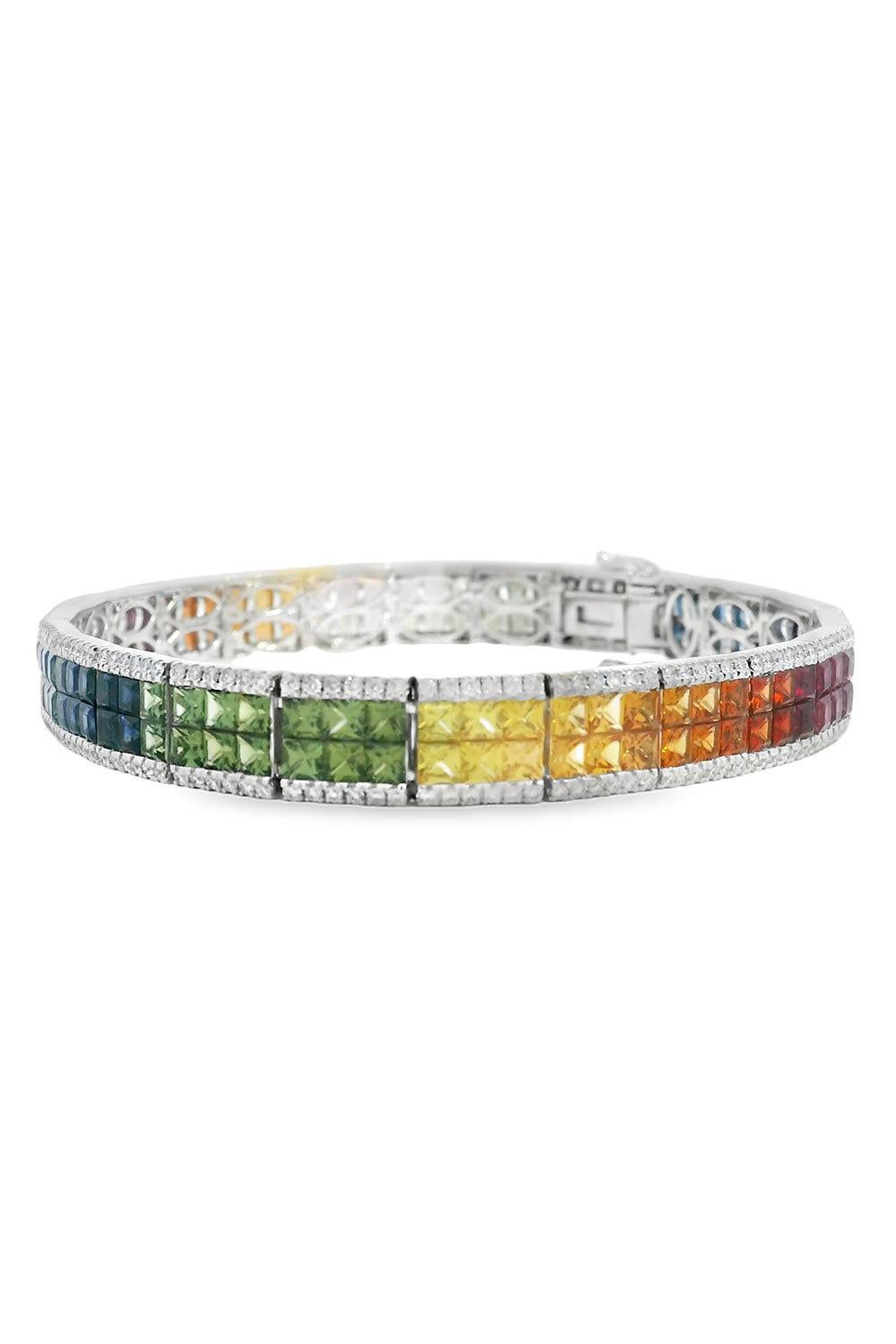 Rainbow Sapphire Double Row Bracelet-WHITE GOLD-JEWELRYFINE JEWELBRACELET O-LISA NIK