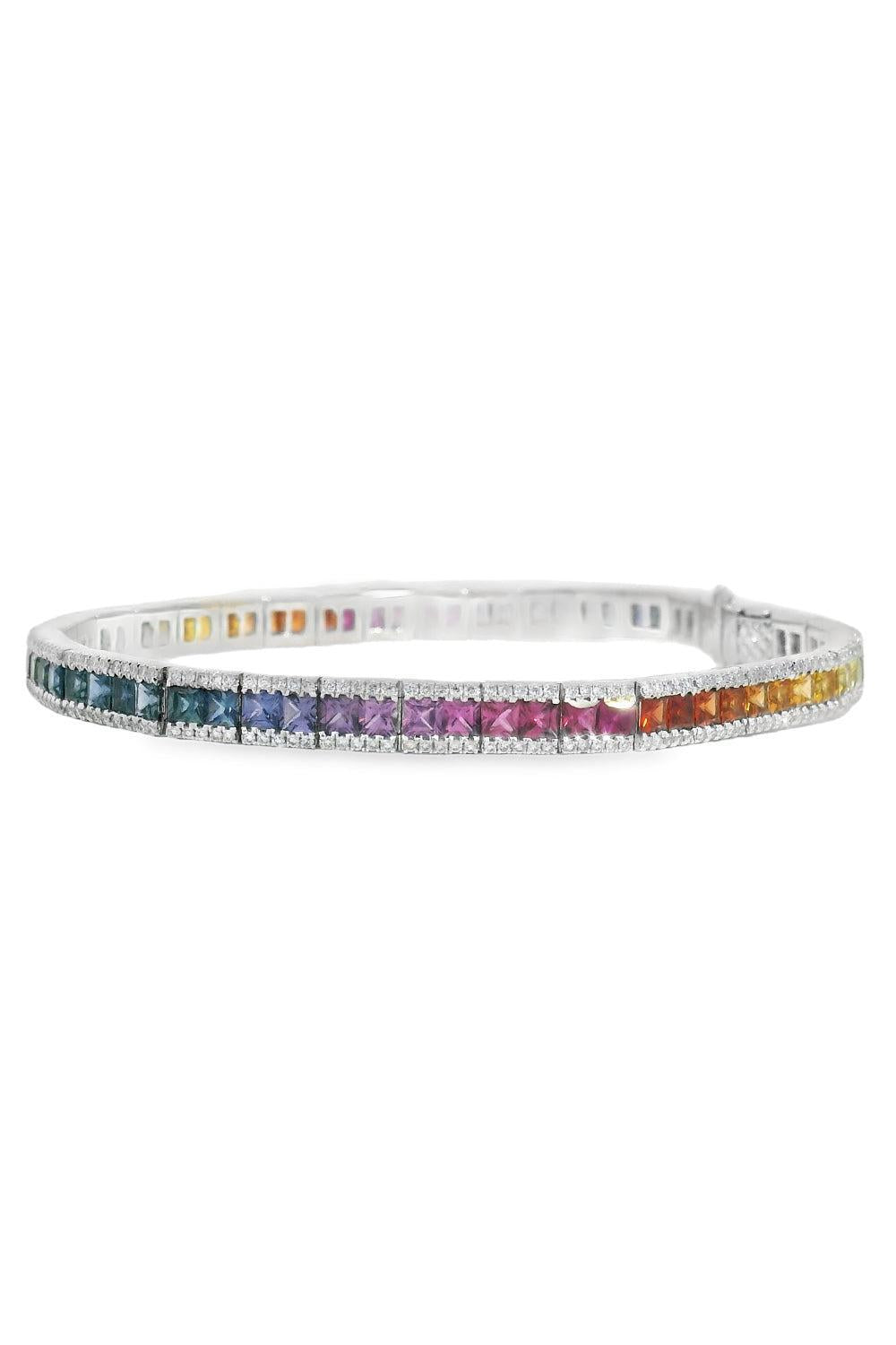 Rainbow Sapphire Single Row Bracelet-WHITE GOLD-JEWELRYFINE JEWELBRACELET O-LISA NIK