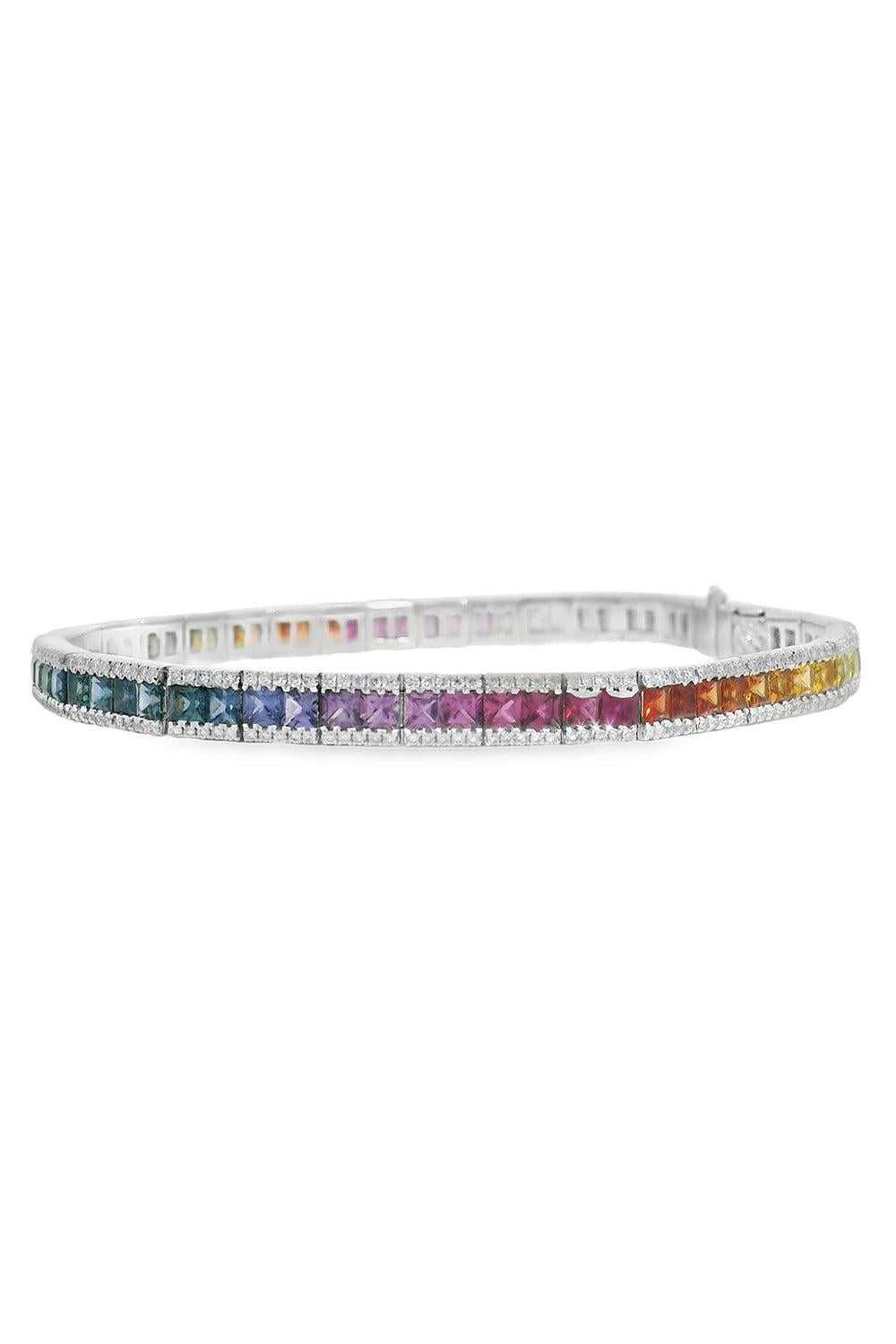Rainbow Sapphire Single Row Bracelet-WHITE GOLD-JEWELRYFINE JEWELBRACELET O-LISA NIK