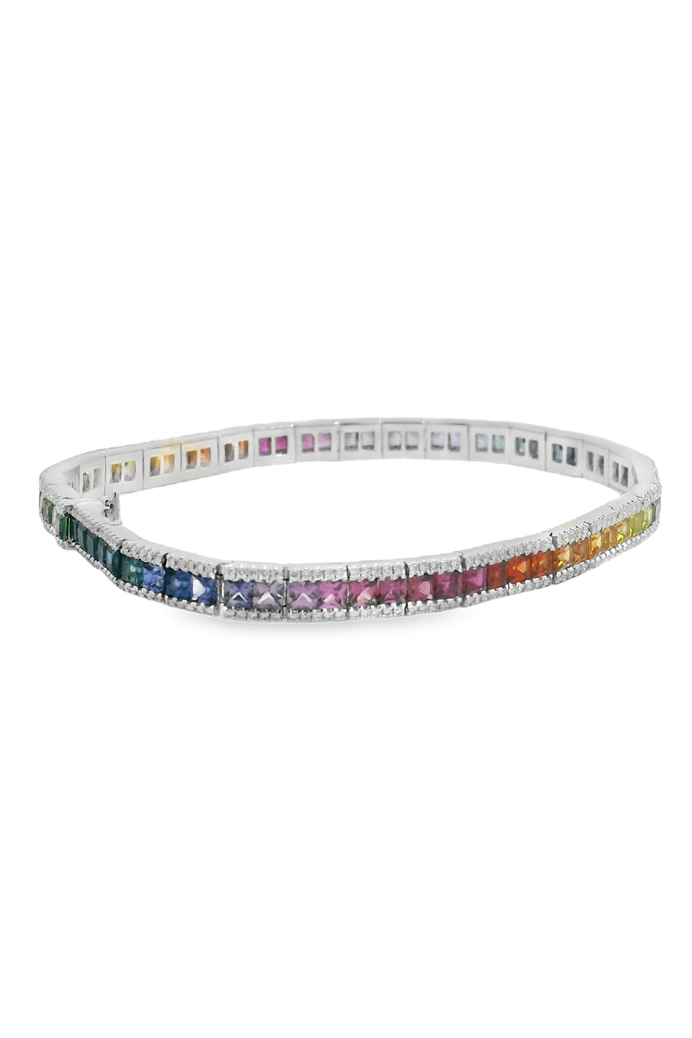 Rainbow Sapphire Single Row Bracelet-WHITE GOLD-JEWELRYFINE JEWELBRACELET O-LISA NIK