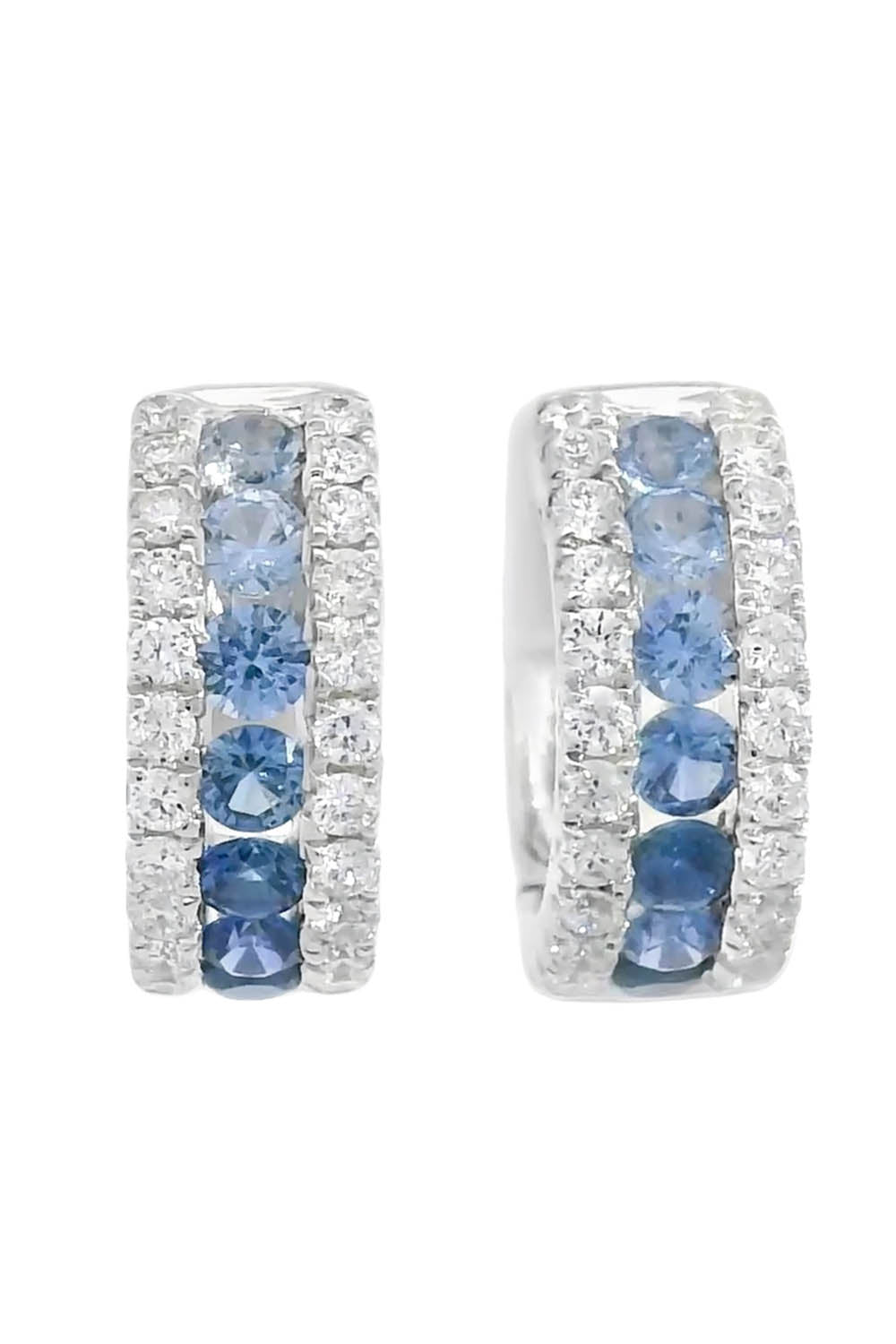 Blue Sapphire Diamond Colors Collection Hoop Earrings-WHITE GOLD-JEWELRYFINE JEWELEARRING-LISA NIK