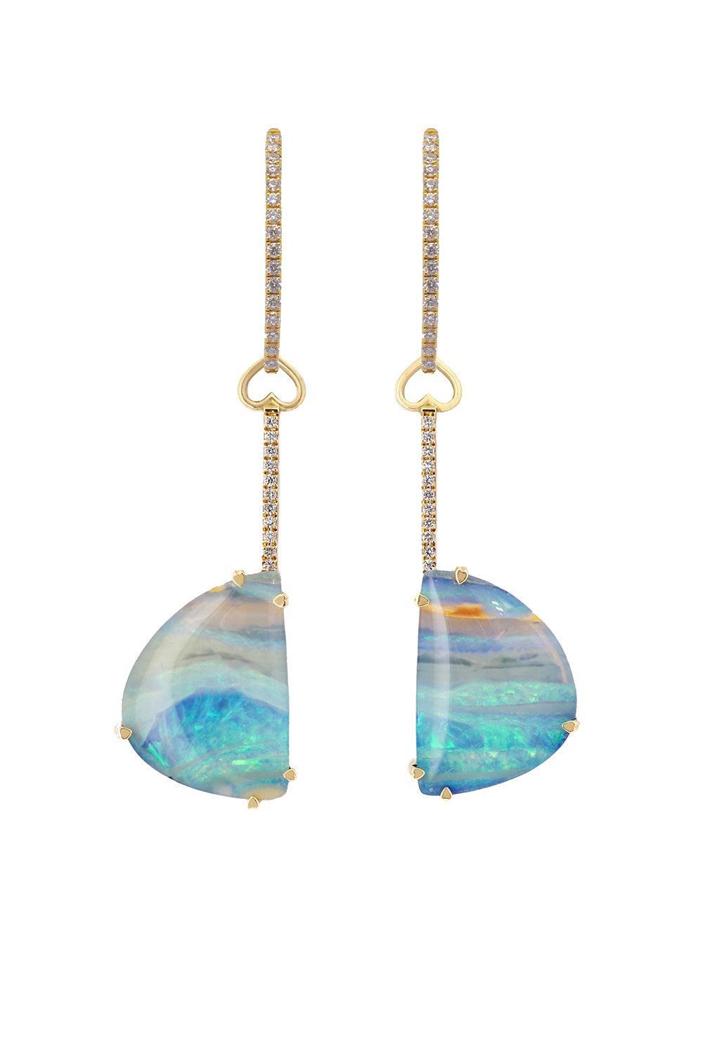 Australian Boulder Opal Diamond Earrings-YELLOW GOLD-JEWELRYFINE JEWELEARRING-LISA NIK
