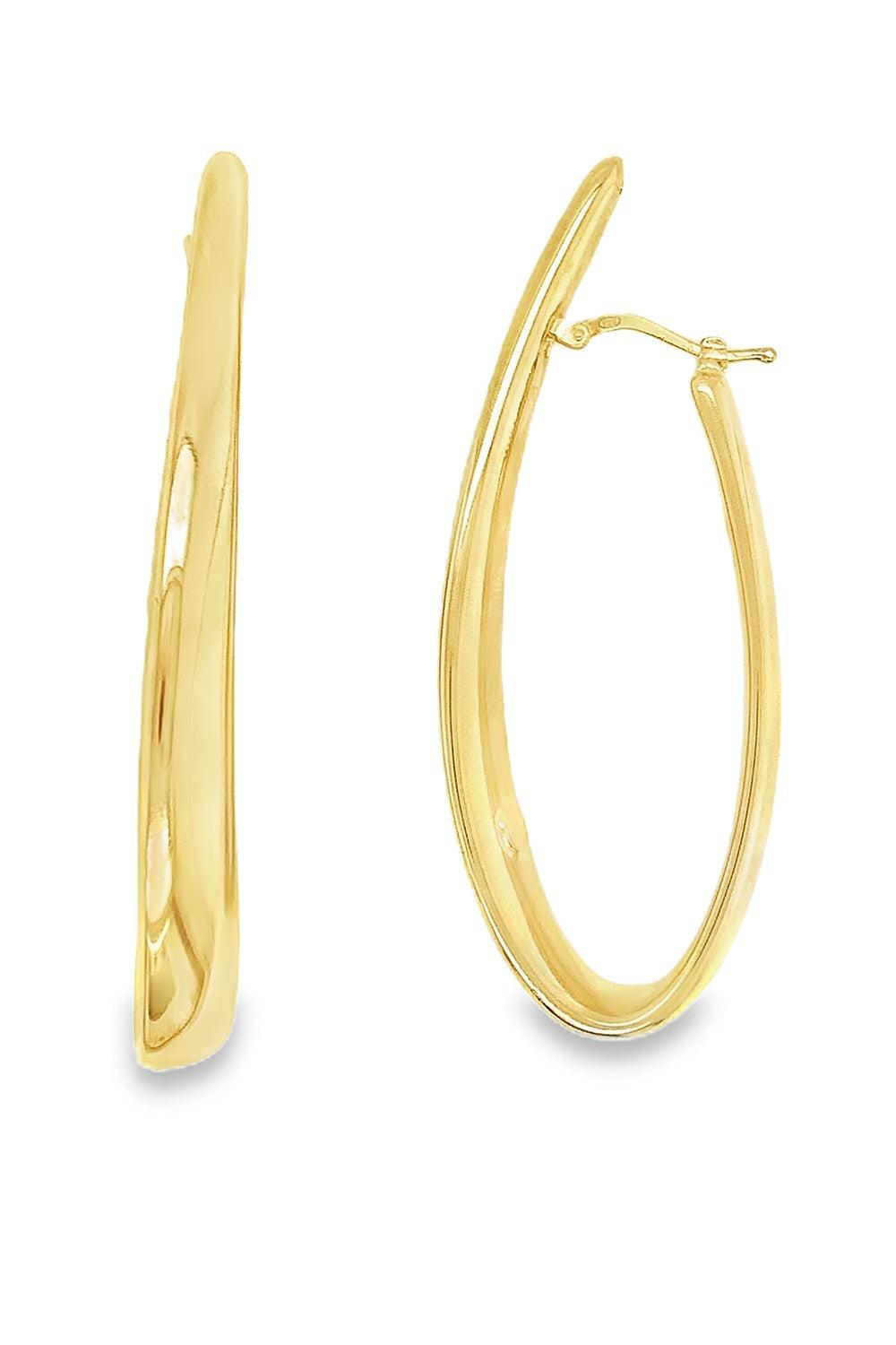 Elongated Curved Hoop Earrings-YELLOW GOLD-JEWELRYFINE JEWELEARRING-LISA NIK