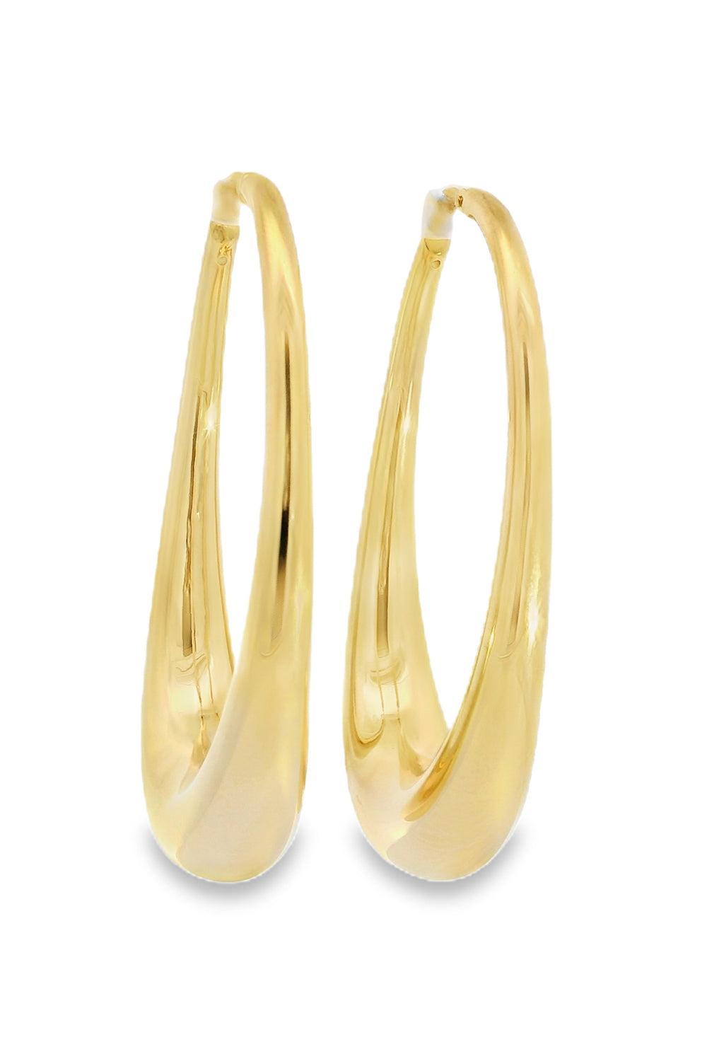 Elongated Oval Hoop Earrings-YELLOW GOLD-JEWELRYFINE JEWELEARRING-LISA NIK