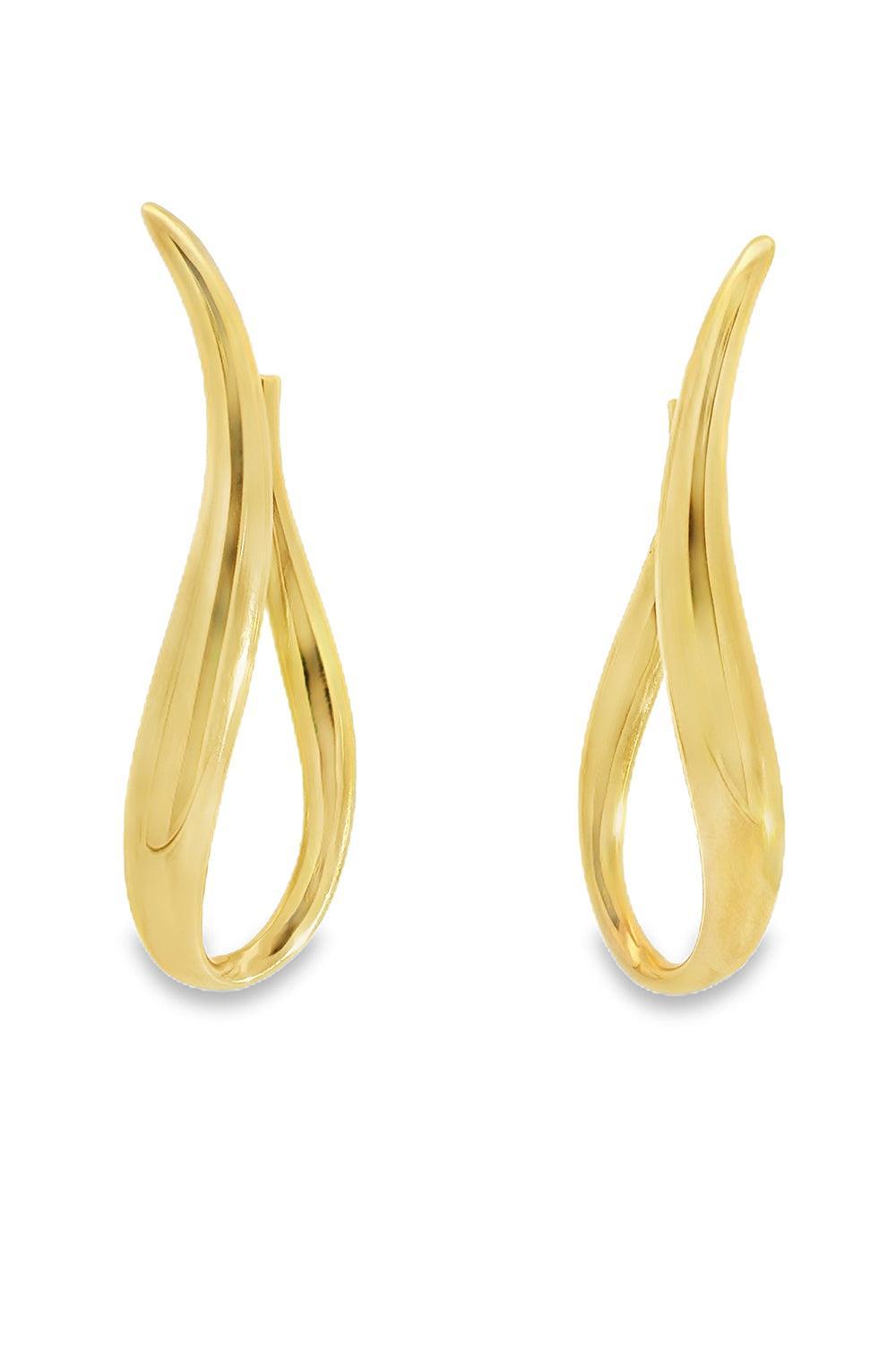 Elongated Wavy Earrings-YELLOW GOLD-JEWELRYFINE JEWELEARRING-LISA NIK