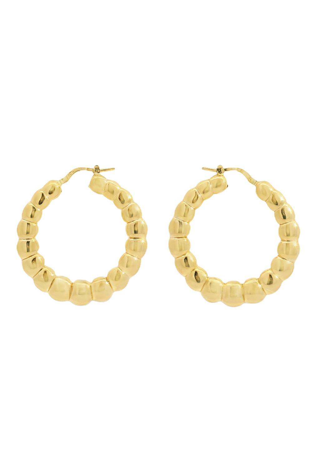 Golden Dreams Collection Beaded Round Hoop Earrings-YELLOW GOLD-JEWELRYFINE JEWELEARRING-LISA NIK