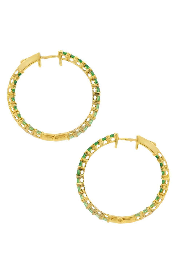 Tsavorite Garnet Graduated Hoop Earrings