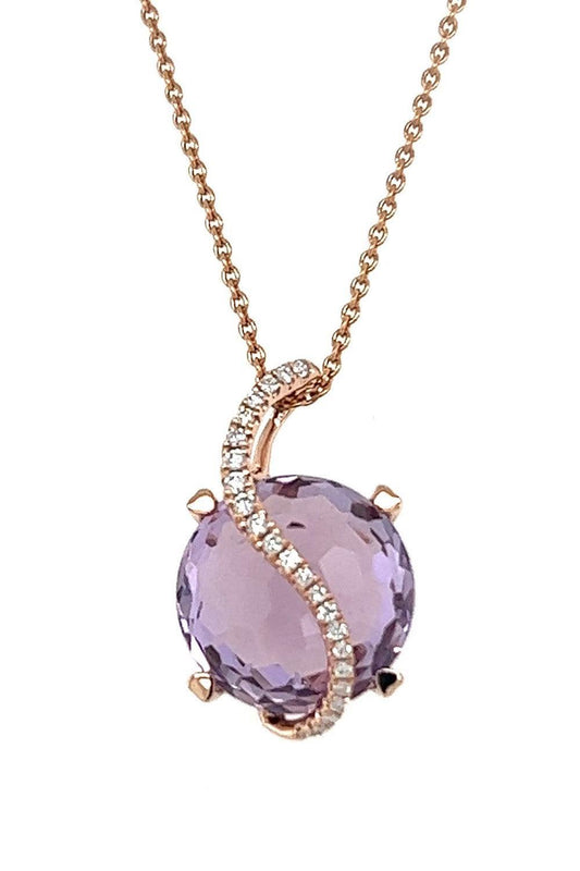 Amethyst Round De France Necklace-ROSE GOLD-JEWELRYFINE JEWELNECKLACE O-LISA NIK