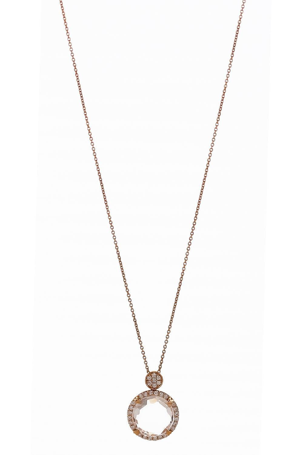 Clear Quartz Round Pendant Necklace-ROSE GOLD-JEWELRYFINE JEWELNECKLACE O-LISA NIK