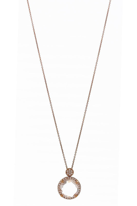 Clear Quartz Round Pendant Necklace-ROSE GOLD-JEWELRYFINE JEWELNECKLACE O-LISA NIK