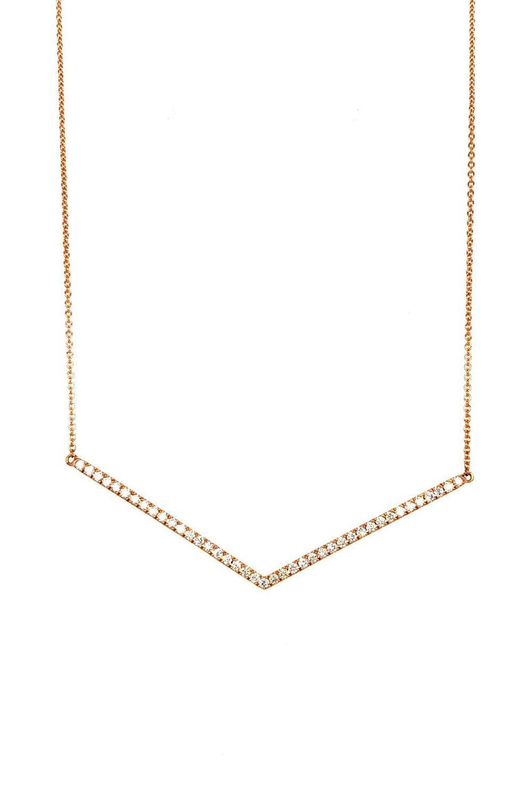 Diamond Chevron Necklace - Rose Gold