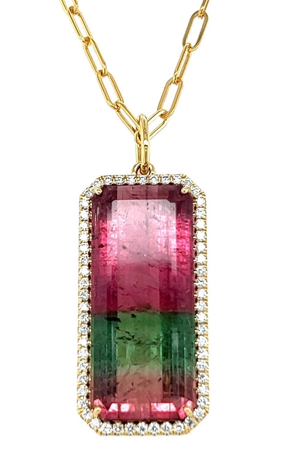 Watermelon Tourmaline Diamond Necklace-YELLOW GOLD-JEWELRYFINE JEWELNECKLACE O-LISA NIK