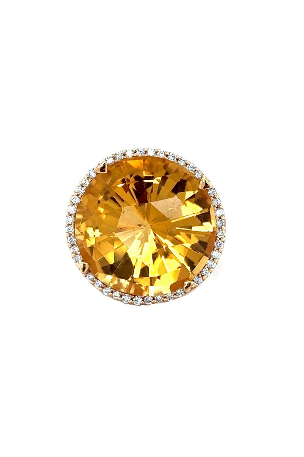Diamond Citrine Round Ring-ROSE GOLD-6-JEWELRYFINE JEWELRING-LISA NIK