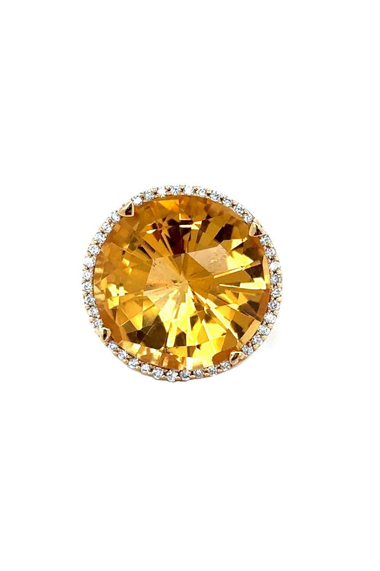 Diamond Citrine Round Ring