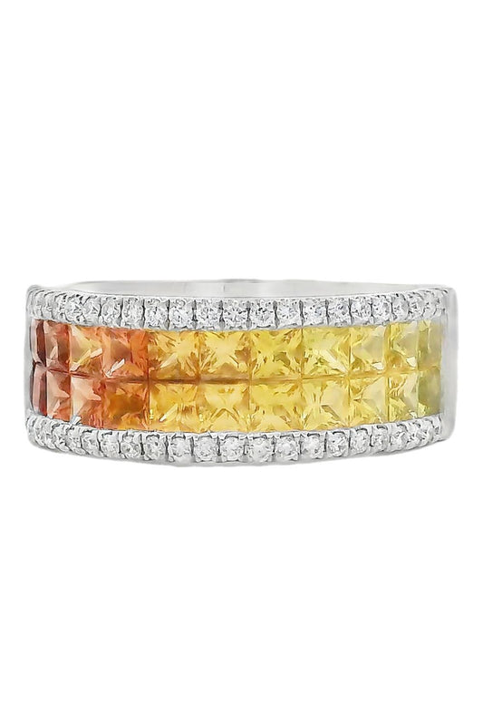 Yellow Sapphire Diamond Rainbow Collection Ring-WHITE GOLD-6-JEWELRYFINE JEWELRING-LISA NIK
