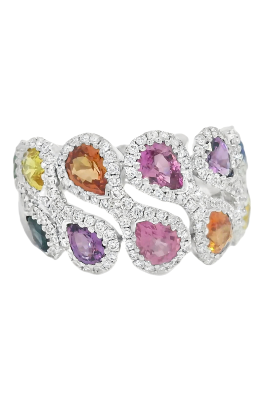 Multicolor Sapphire Diamond Rainbow Collection Ring-WHITE GOLD-6.25-JEWELRYFINE JEWELRING-LISA NIK