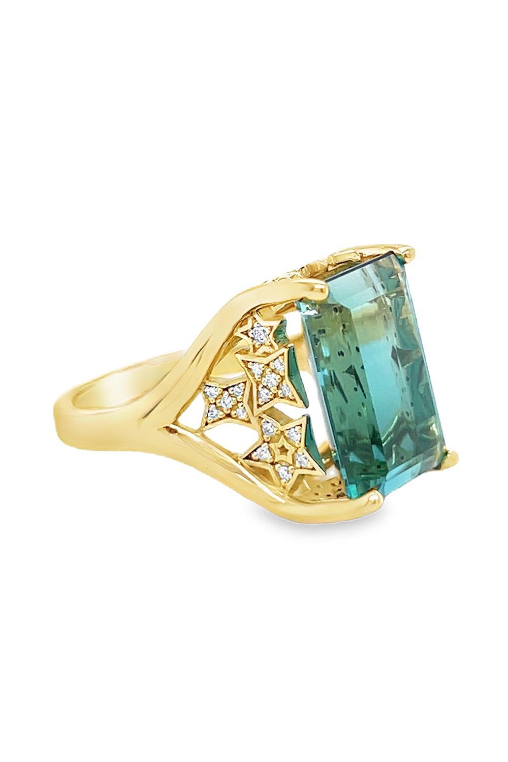 Blue Tourmaline Diamond Ring-YELLOW GOLD-5.75-JEWELRYFINE JEWELRING-LISA NIK