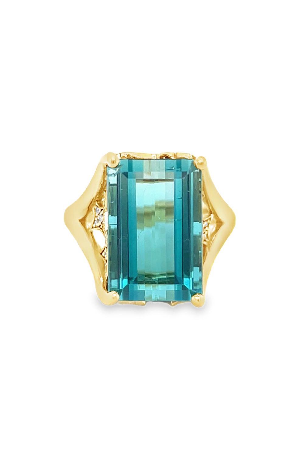 Blue Tourmaline Diamond Ring-YELLOW GOLD-5.75-JEWELRYFINE JEWELRING-LISA NIK