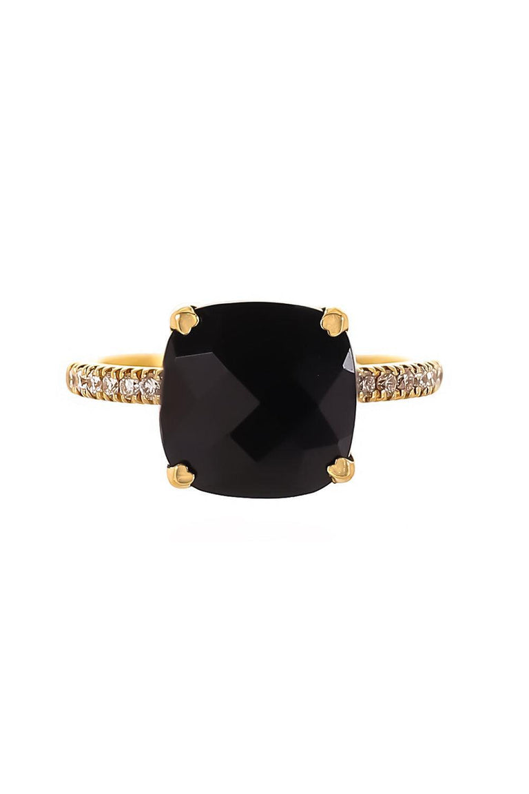 Diamond Black Onyx Cushion Ring