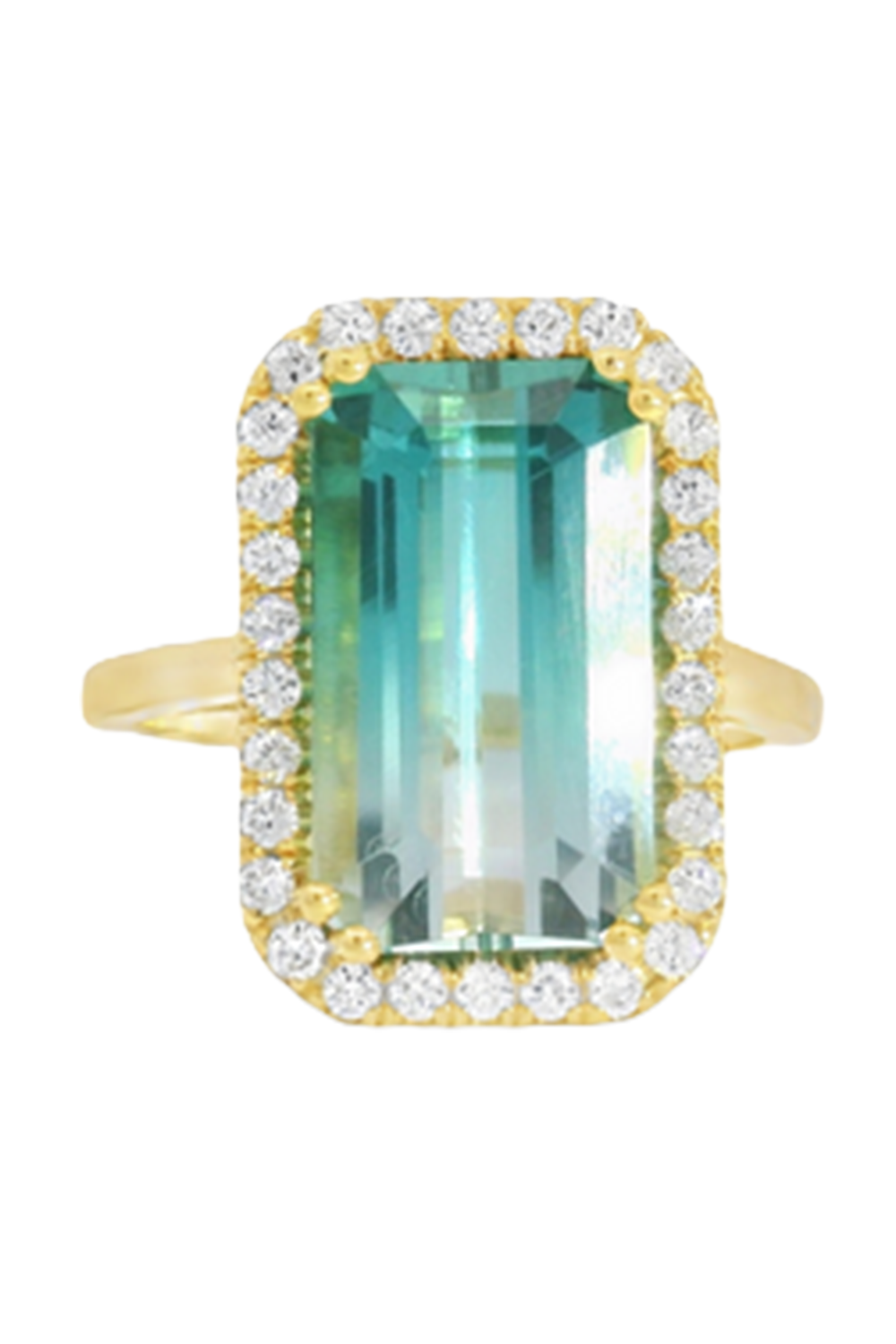 Tourmaline Diamond Emrald Cut Colors Collection Ring-YELLOW GOLD-5.75-JEWELRYFINE JEWELRING-LISA NIK