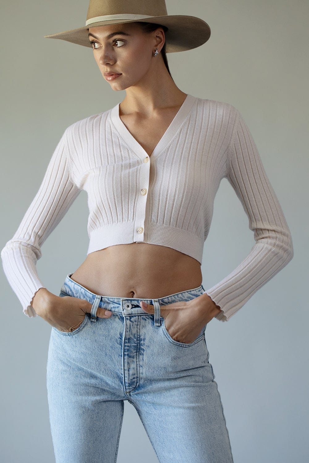 LISA YANG-Corinne Cardigan - Eggshell-