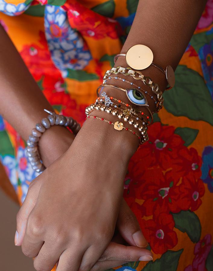 LITO-Grand Vert Green Eye Diamond Bangle-YELLOW GOLD