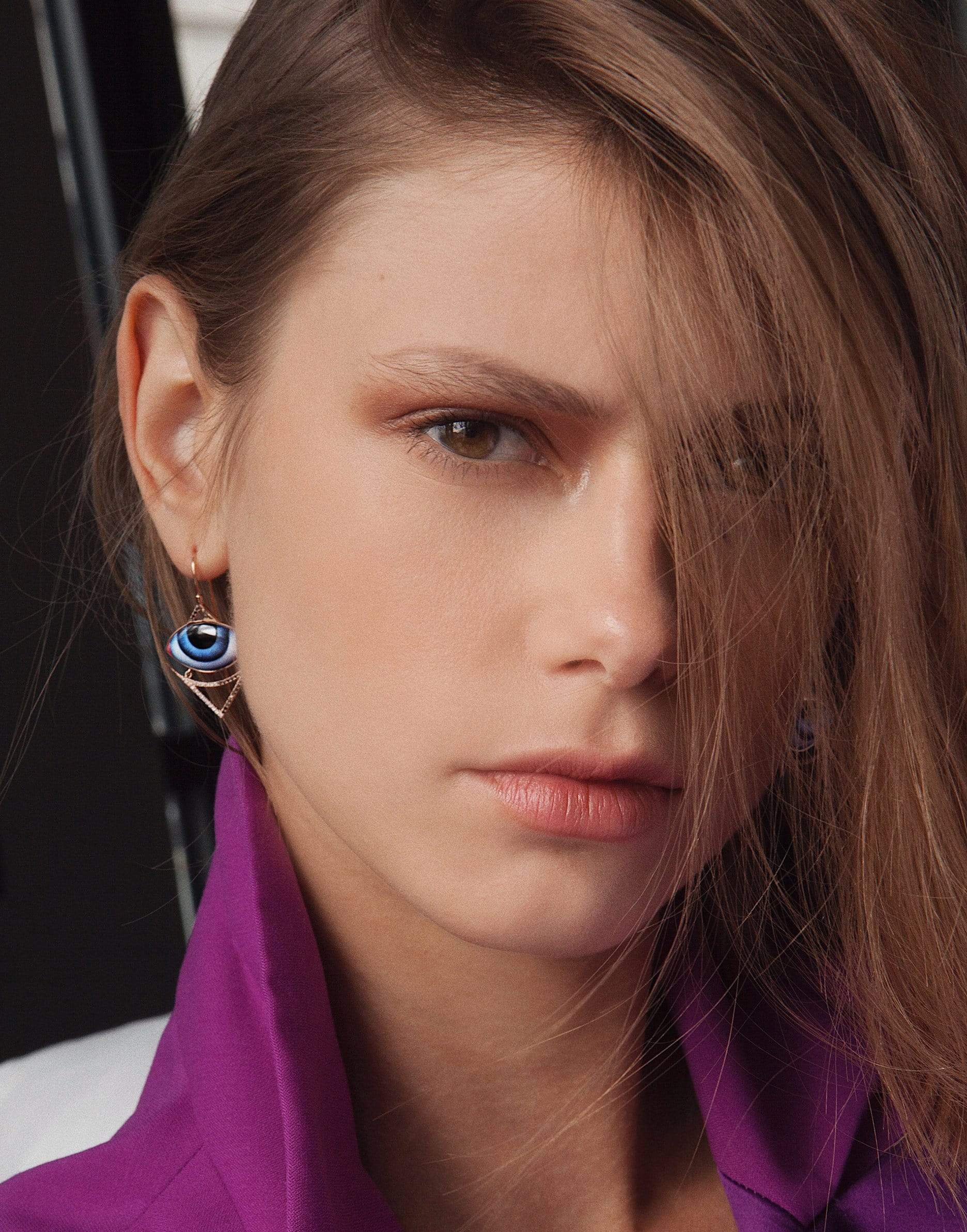 LITO-Grand Bleu Blue Eye Diamond Earrings-ROSE GOLD