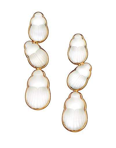 LITO-Bianca Mother of Pearl Scarab Drop Earrings-YELLOW GOLD