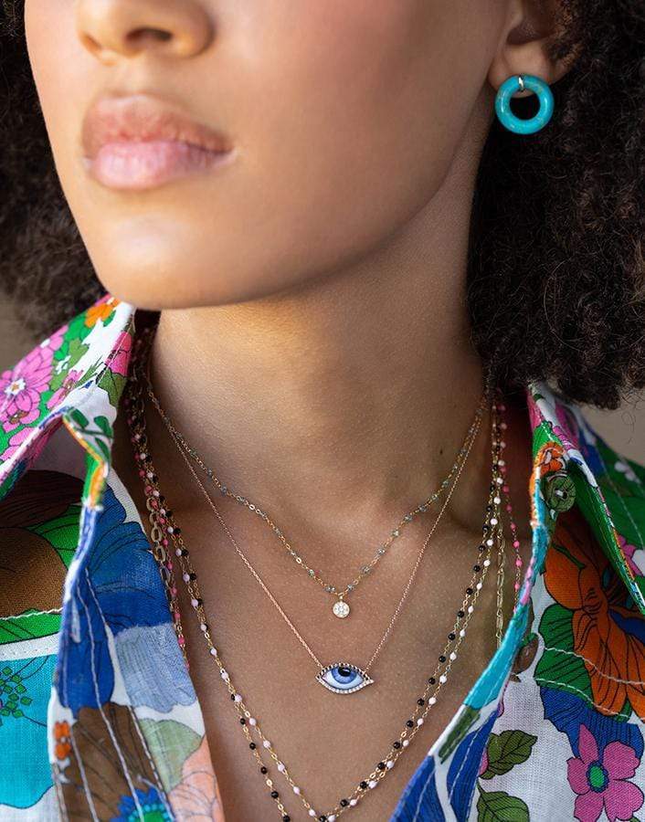 LITO-Petit Bleu Eye Diamond Necklace-ROSE GOLD
