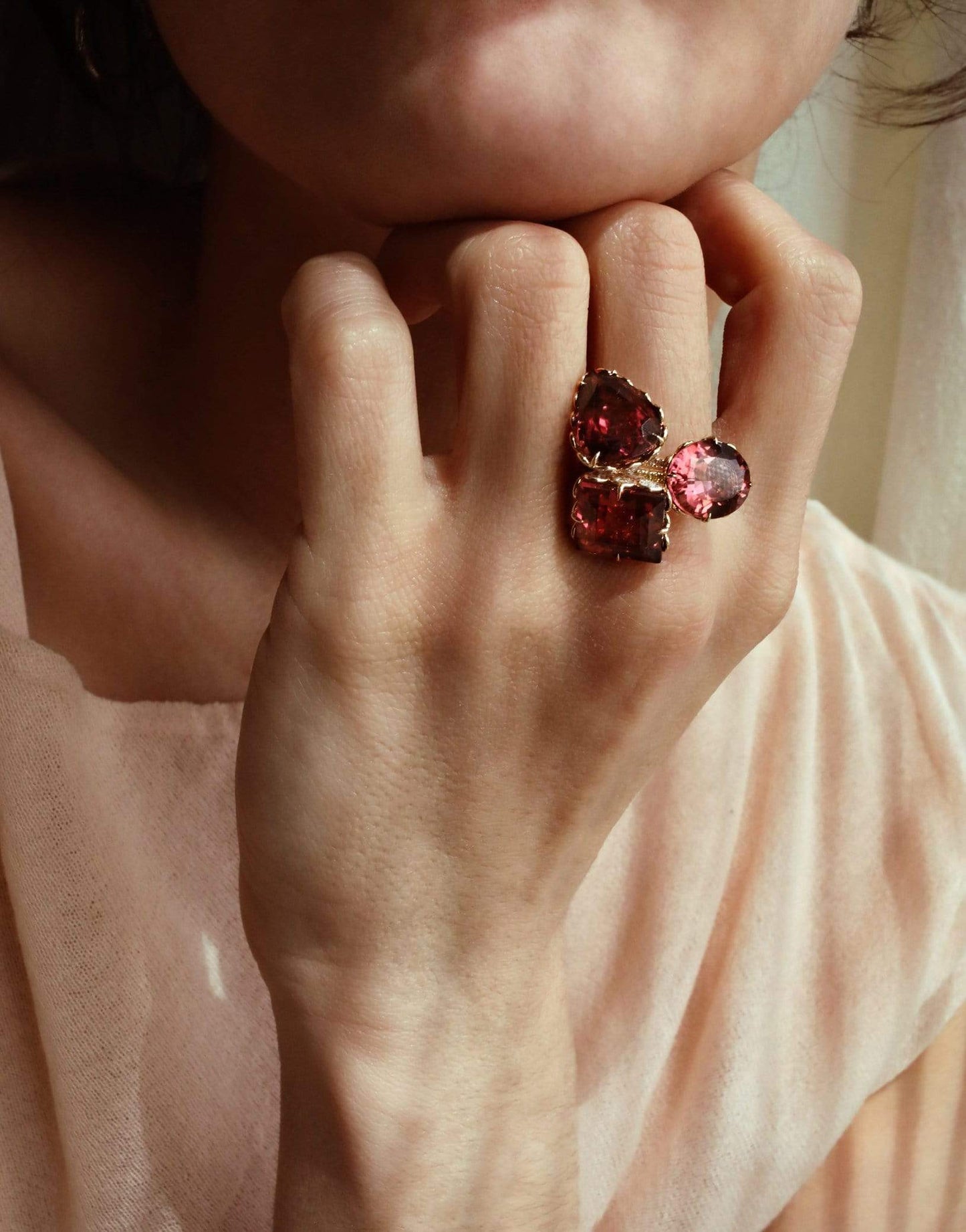LITO-Square Cut Tourmaline and Diamond Ring-ROSE GOLD