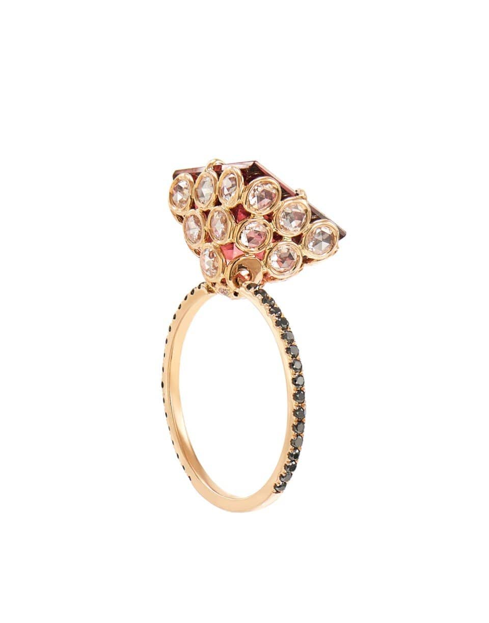 LITO-Square Cut Tourmaline and Diamond Ring-ROSE GOLD
