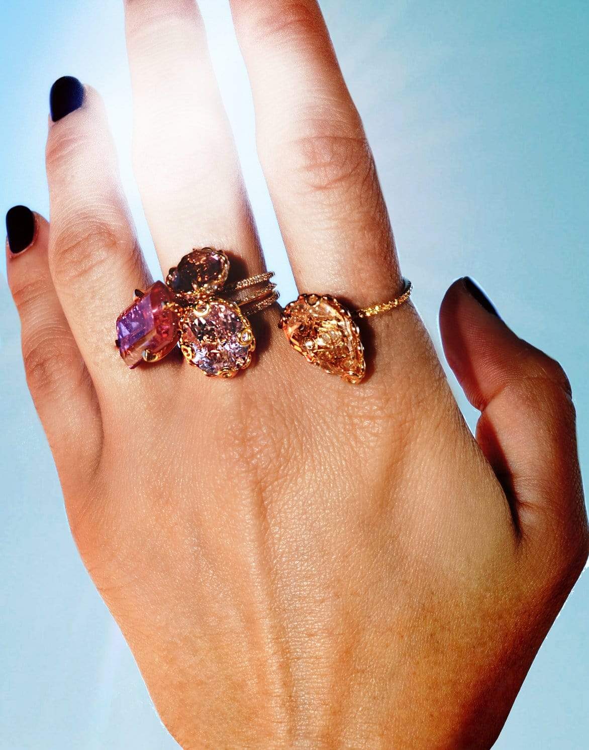 LITO-Square Cut Tourmaline and Diamond Ring-ROSE GOLD