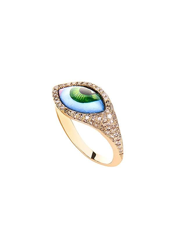 LITO-Petit Vert Chevalier Eye Diamond Ring-YELLOW GOLD