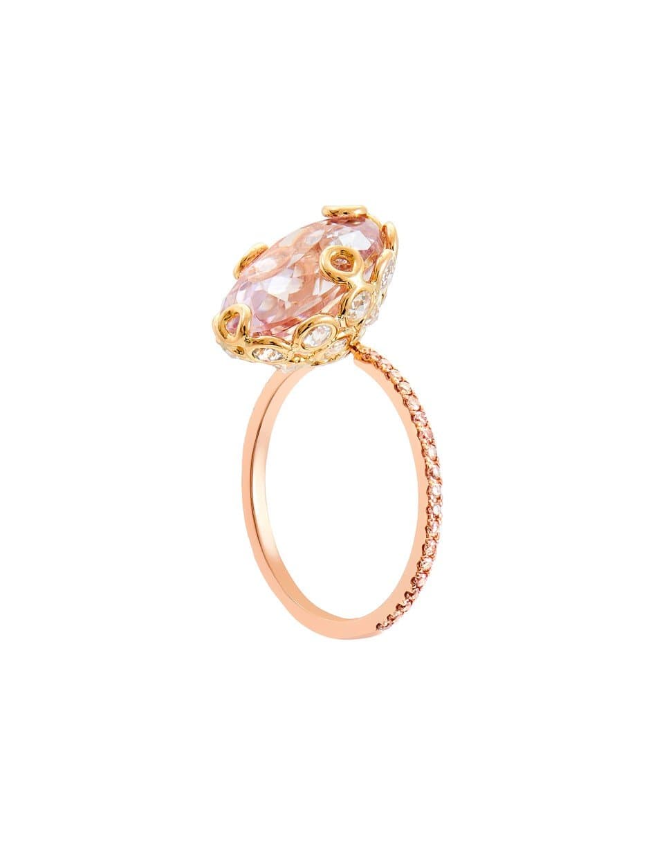 LITO-Oval Cut Kunzite Diamond Ring-YELLOW GOLD