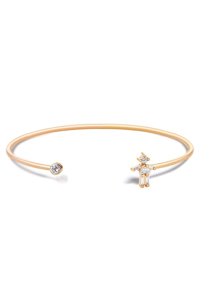 LITTLE ONES-Baguette Diamond Girl Bangle-ROSE GOLD