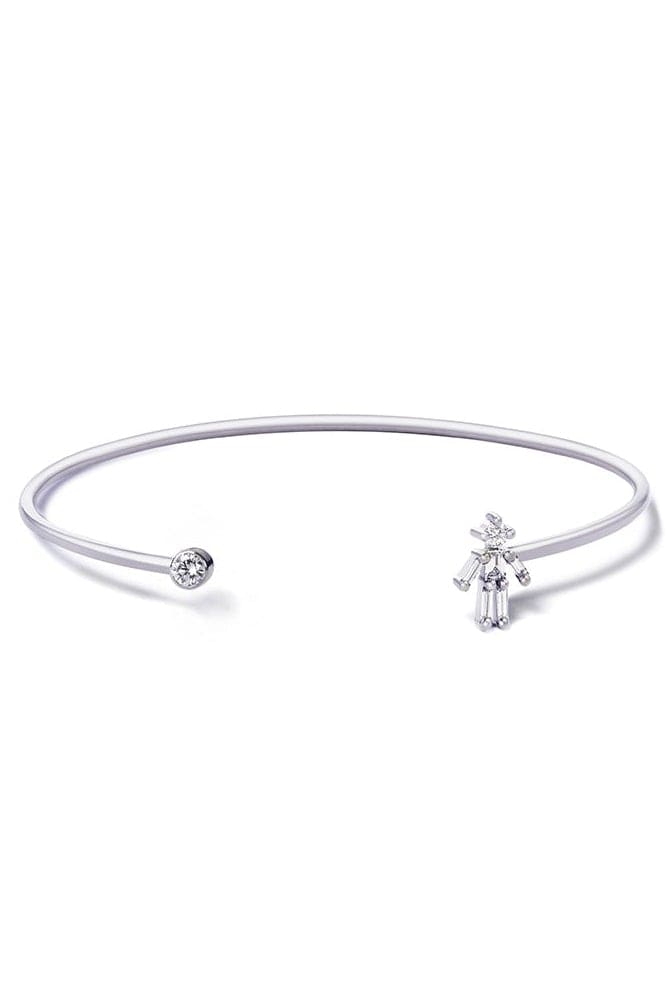 LITTLE ONES-Baguette Diamond Boy Bangle-WHITE GOLD