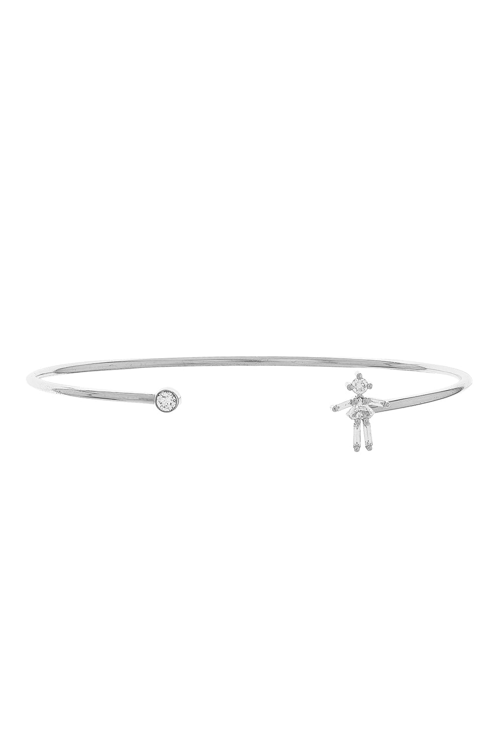 LITTLE ONES-Baguette Diamond White Gold Girl Bangle-WHITE GOLD