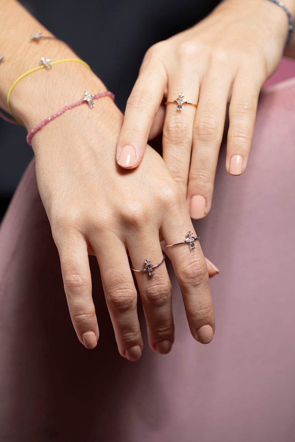 LITTLE ONES-Diamond Girl On Yellow Cord Bracelet-WHITE GOLD