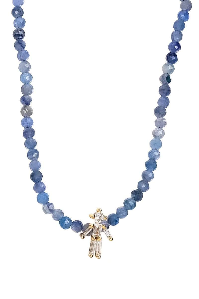 LITTLE ONES-Baguette Diamond Cyanite Bead Boy Bracelet-YELLOW GOLD