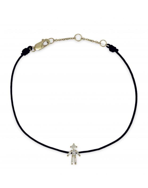 LITTLE ONES-Diamond Boy On Black Cord Bracelet-YELLOW GOLD