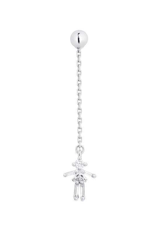 LITTLE ONES-Baguette Diamond White Gold Girl Earring-WHITE GOLD