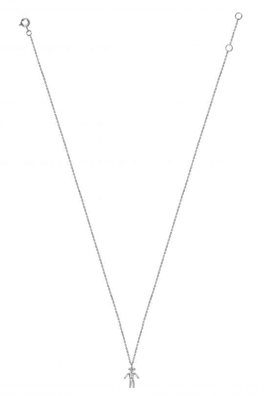 LITTLE ONES-Baguette Diamond White Gold Boy Necklace-WHITE GOLD