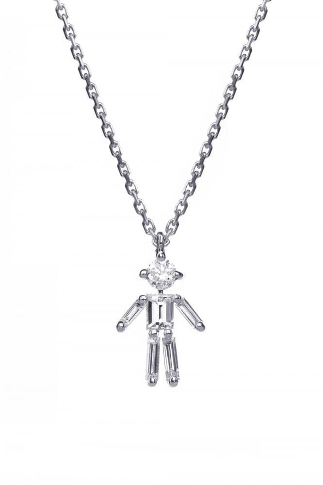 LITTLE ONES-Baguette Diamond White Gold Boy Necklace-WHITE GOLD
