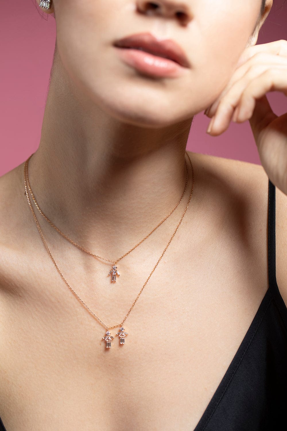 LITTLE ONES-Baguette Diamond Yellow Gold Boy Necklace-YELLOW GOLD