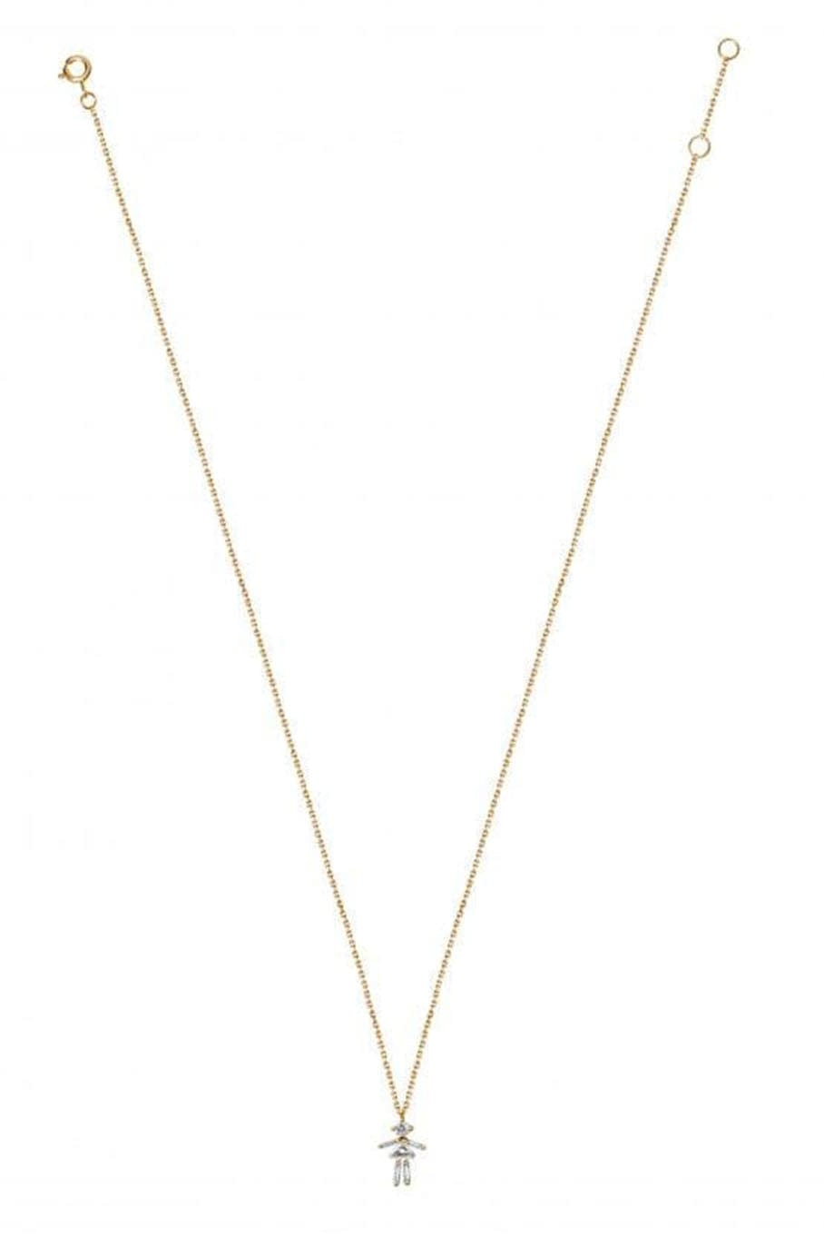 LITTLE ONES-Baguette Diamond Yellow Gold Girl Necklace-YELLOW GOLD