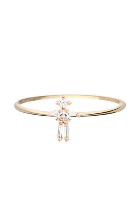 LITTLE ONES-Baguette Diamond Rose Gold Girl Ring-ROSE GOLD