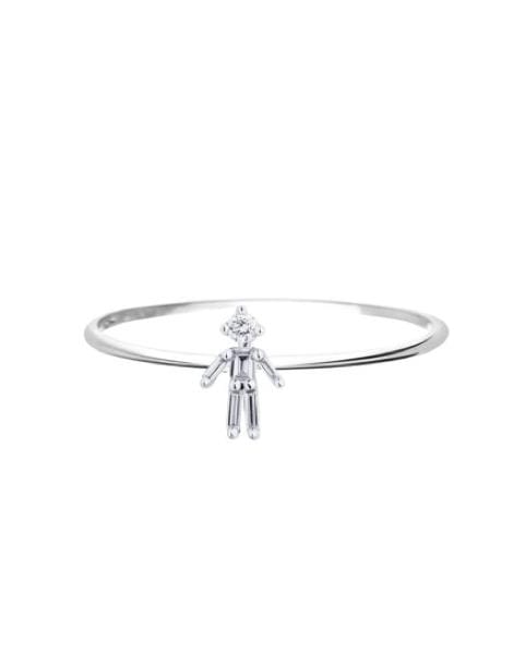 LITTLE ONES-Baguette Diamond White Gold Boy Ring-WHITE GOLD