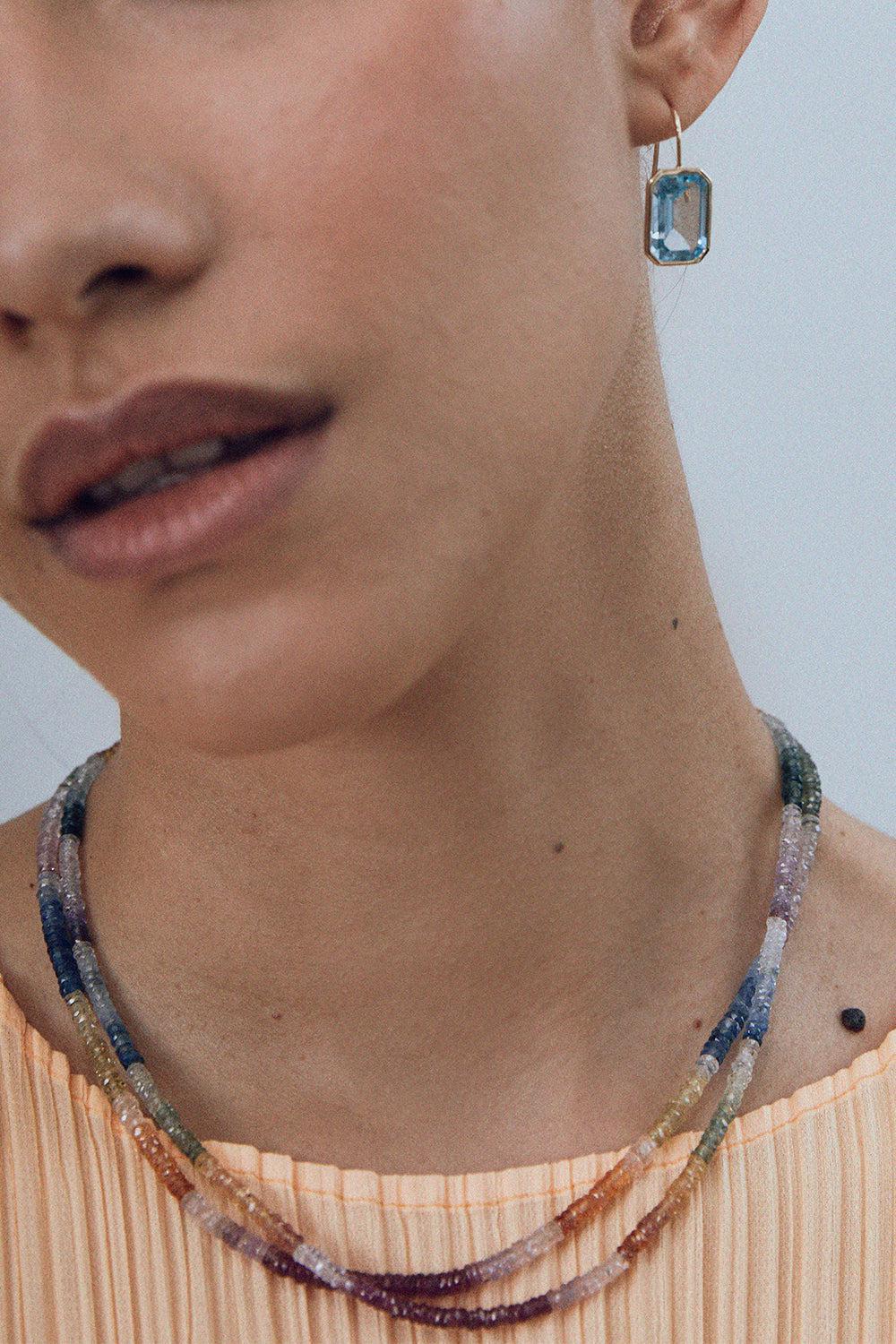 LIZZIE FORTUNATO FINE-Blue Topaz Aria Earrings-YELLOW GOLD