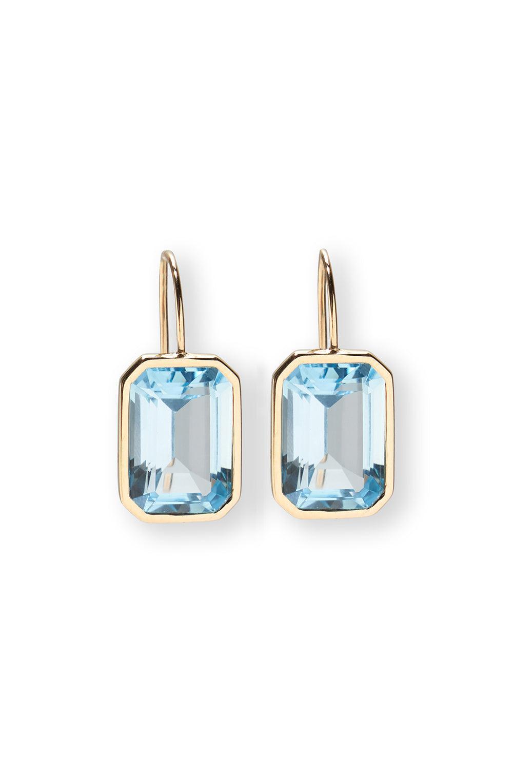 LIZZIE FORTUNATO FINE-Blue Topaz Aria Earrings-YELLOW GOLD