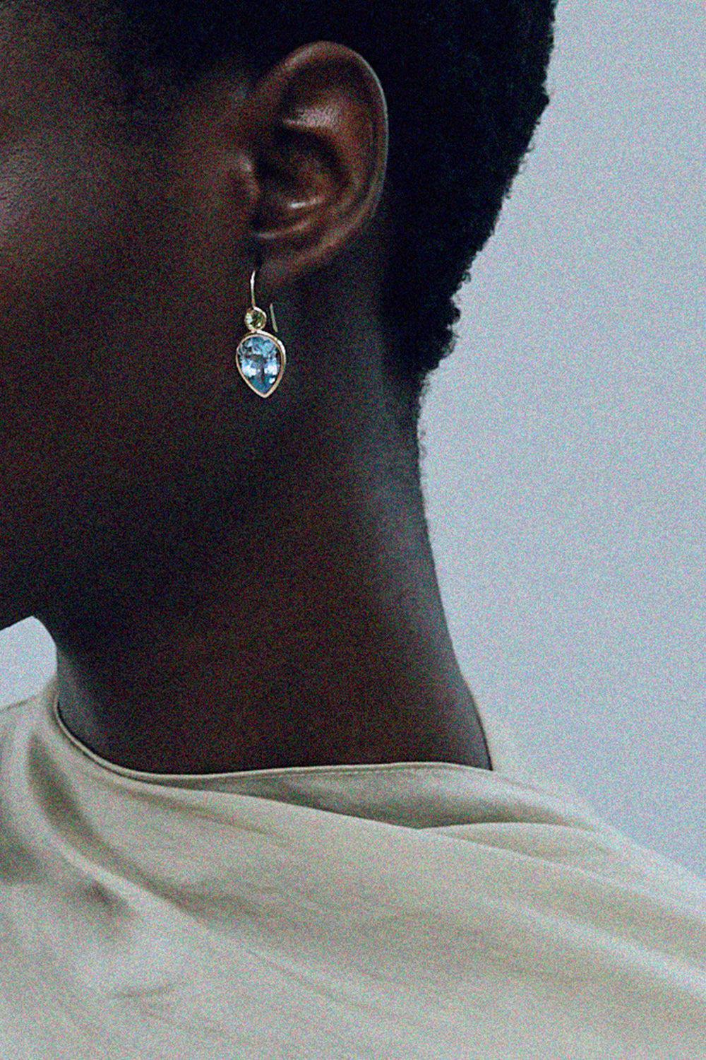 LIZZIE FORTUNATO FINE-Blue Topaz Hera Earrings-YELLOW GOLD